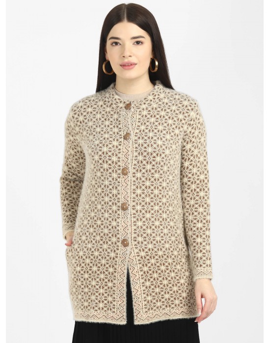 Women Long coat brown Front Design with button